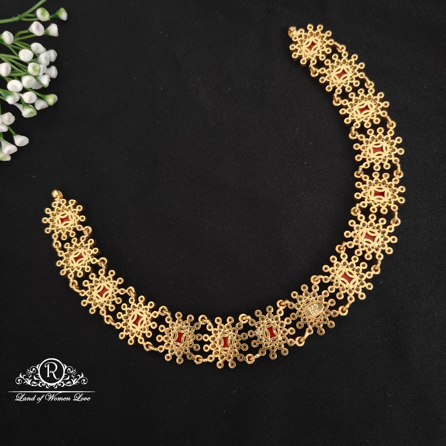 Silver stone pendant necklace -RCDS0449