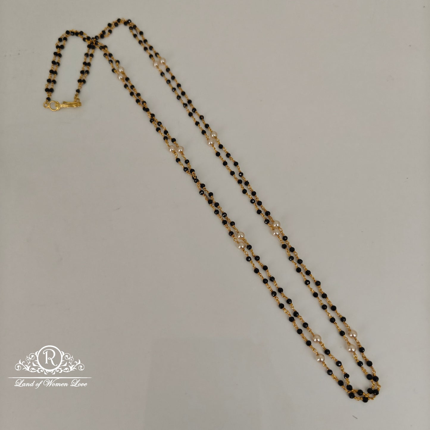 92.5 silver simple and cute pearls black beads -rcah15 92.5 silver ramala jewelry / ramala collections