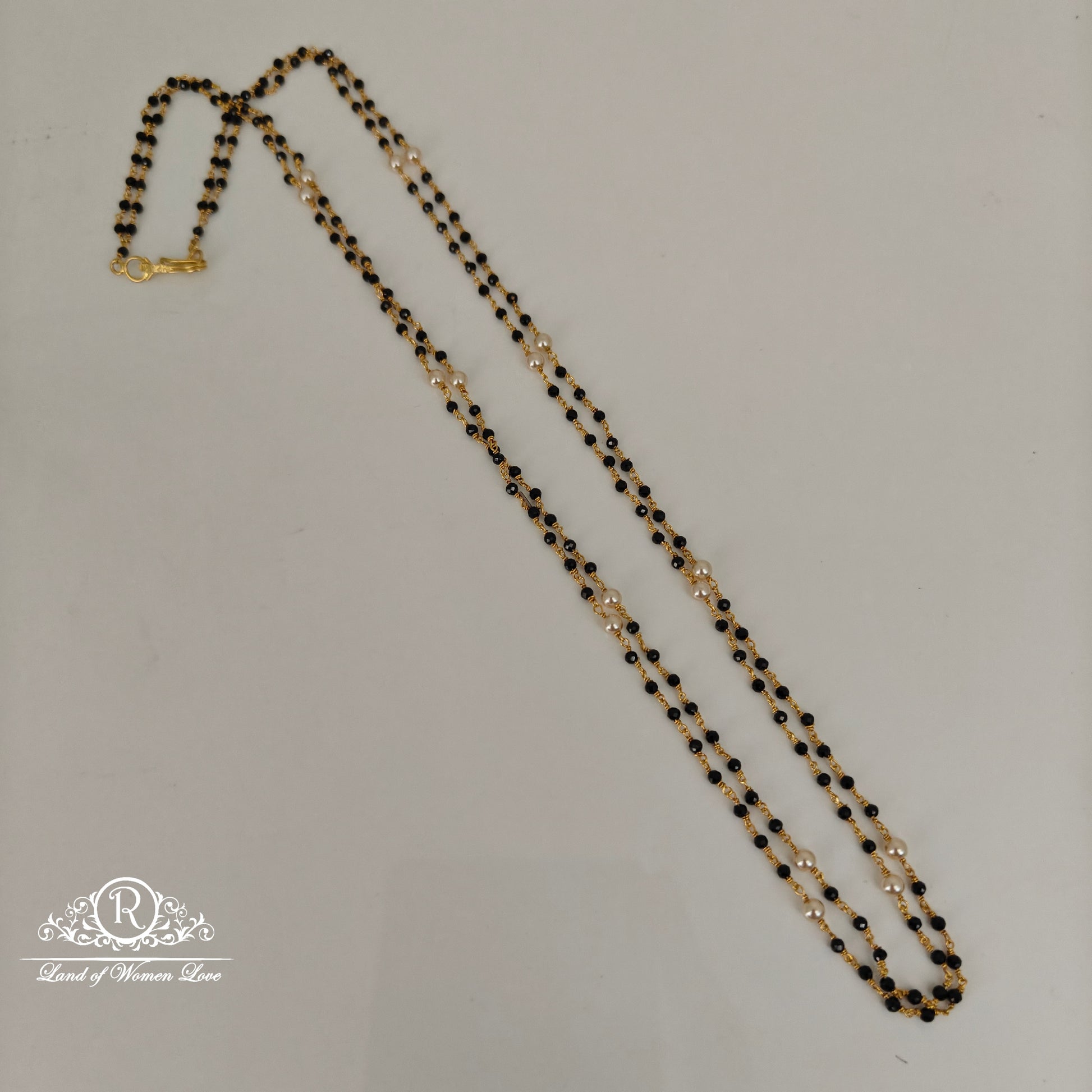 92.5 silver simple and cute pearls black beads -rcah15 92.5 silver ramala jewelry / ramala collections