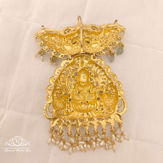 Silver Peacock Design Lakshmi Devi Locket-RCH195