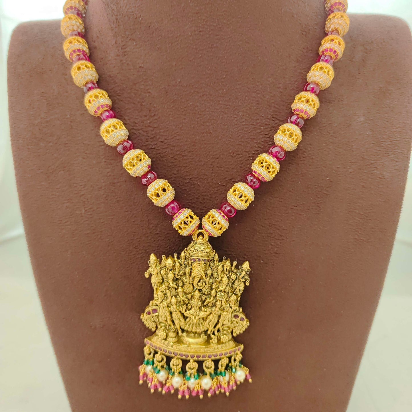 Silver CZ-stone balls chain-RCH336