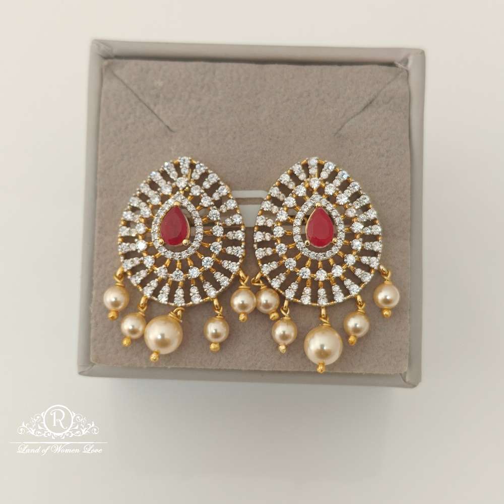 earrings silver diamond replica design cz-stones earrings-rccp107 cz 92.5 silver ramala jewelry / ramala collections