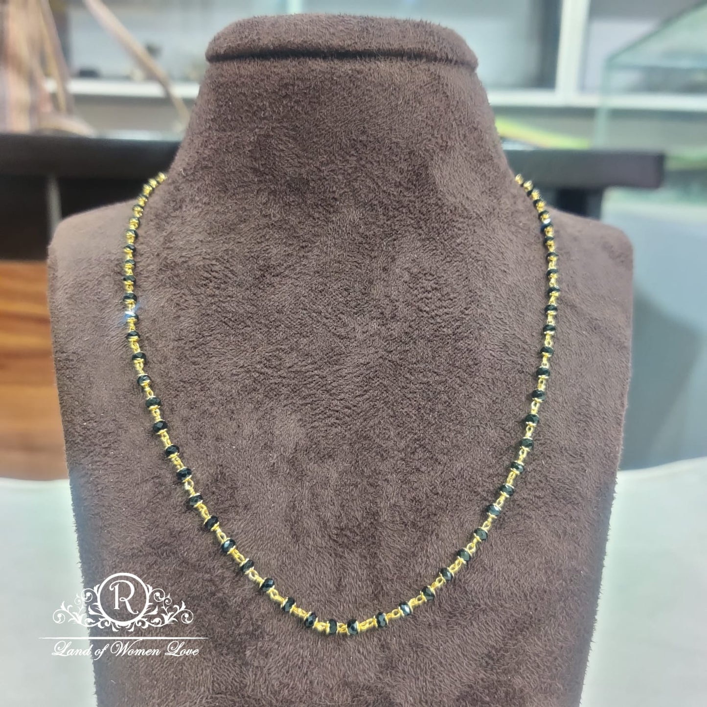 chain silver black beads one line:rcd357 92.5 silver ramala jewelry / ramala collections