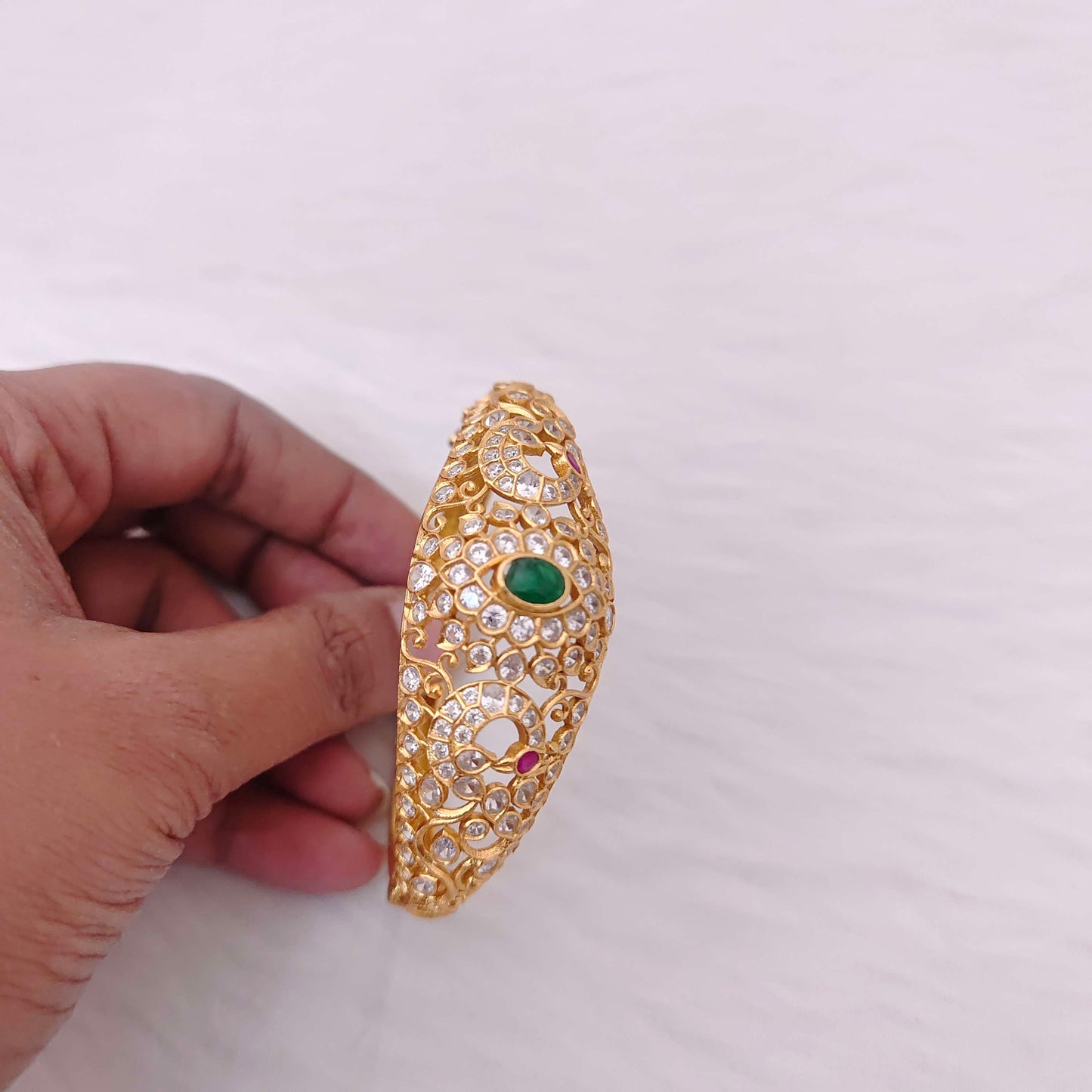 Silver white stone kada-RCC152