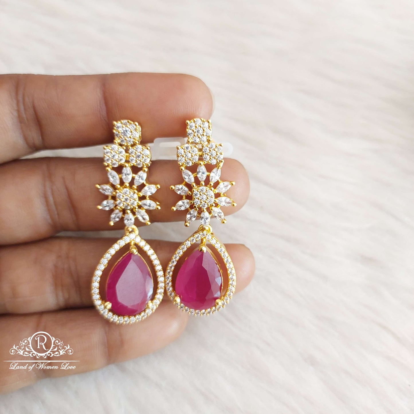 Silver CZ- Stone Earrings-S540