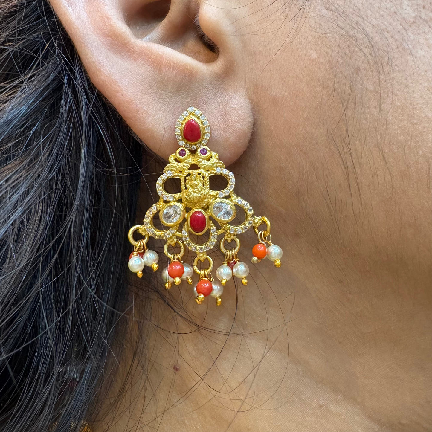 earrings 92.5 silver lakshmi devi design earrings-rcm1150 92.5 silver ramala jewelry / ramala collections