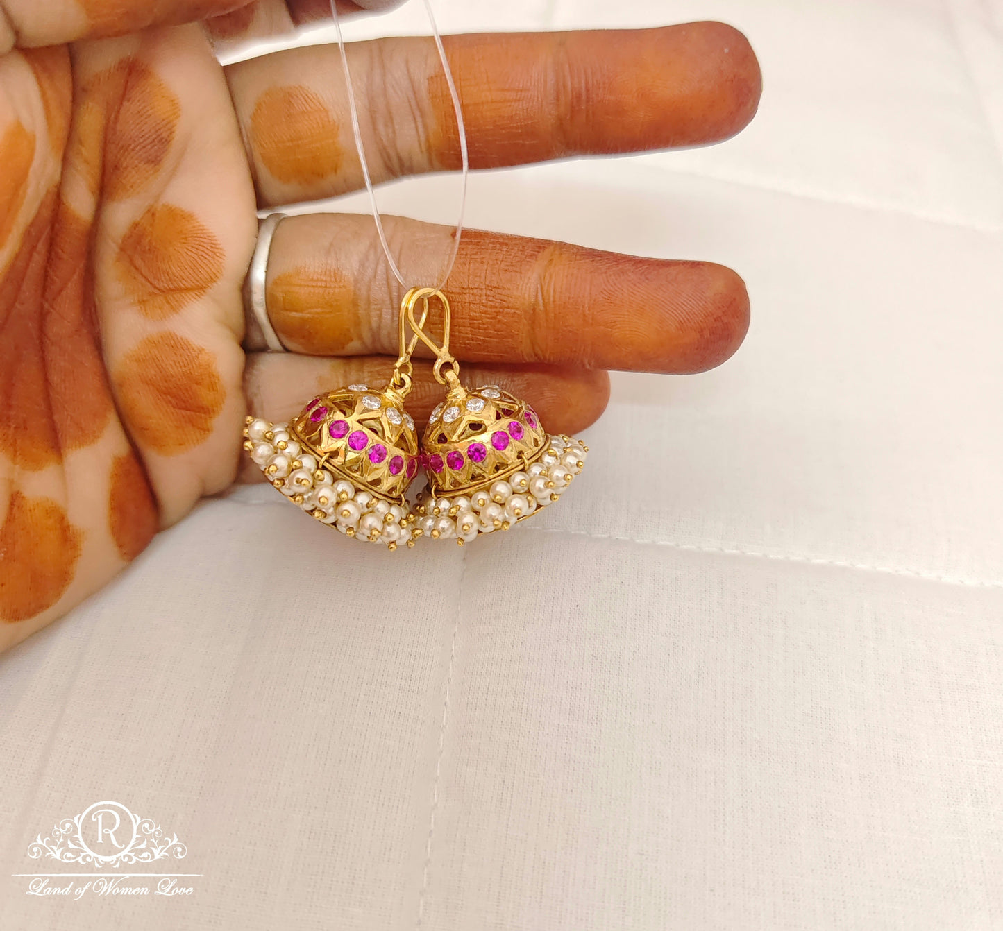 Silver Hanging jhumka Earrings-RCK143