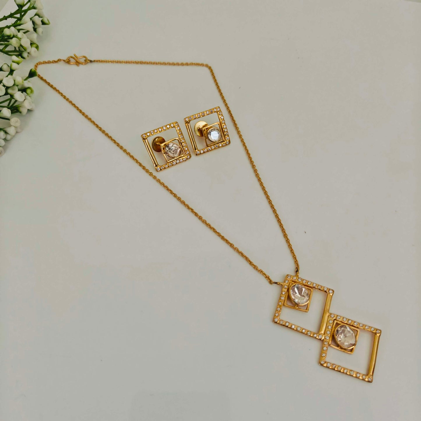 earrings beautiful silver chain with fixed locket and earrings -rch655 92.5 silver ramala jewelry / ramala collections