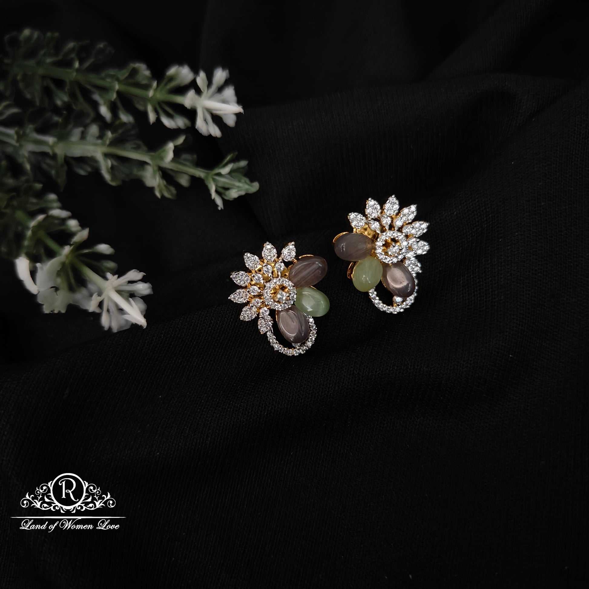 earrings 92.5 silver amaya beads flower design earrings 92.5 silver ramala jewelry / ramala collections