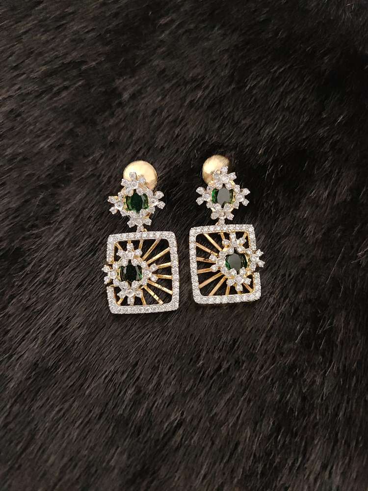 earrings silver cz- white stones earrings-rcjr241 cz 92.5 silver ramala jewelry / ramala collections