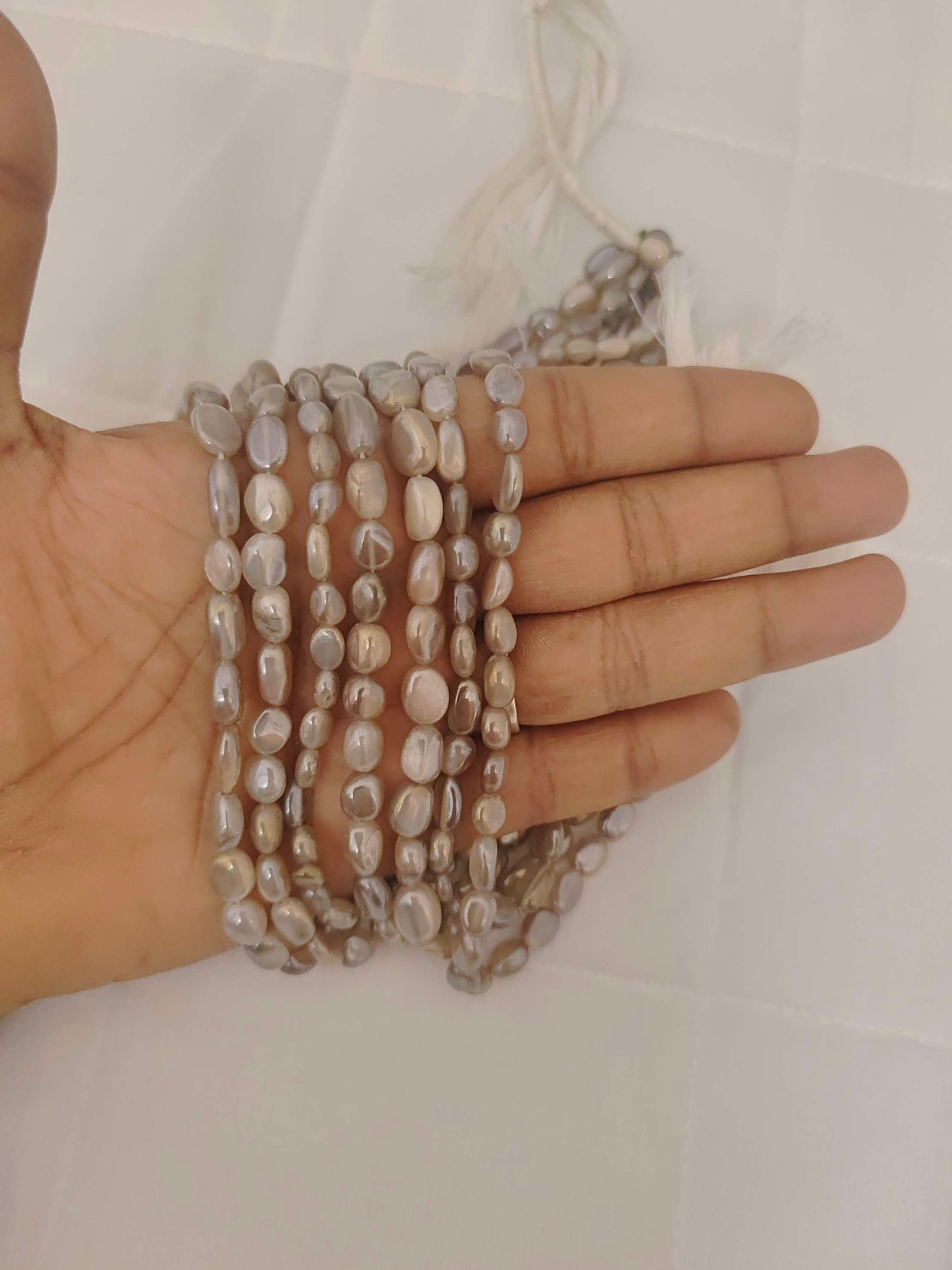 Grey Moonstone Smooth Nuggets Shape Beads-RCMB01