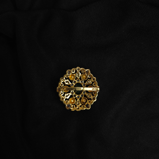 92.5 Silver Beautiful CZ- White and middle Green stone Side Locket-RCH718