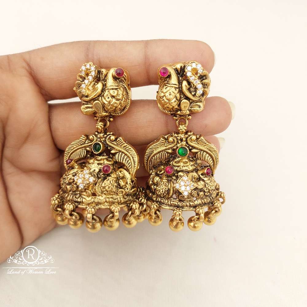 jhumka silver peacock design antic finish jhumka earrings-c188 92.5 silver ramala jewelry / ramala collections
