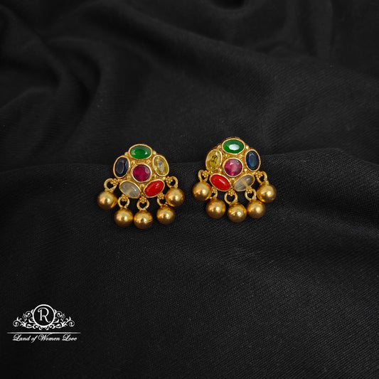earrings silver navaratna earrings -rccp276 navaratna 92.5 silver ramala jewelry / ramala collections