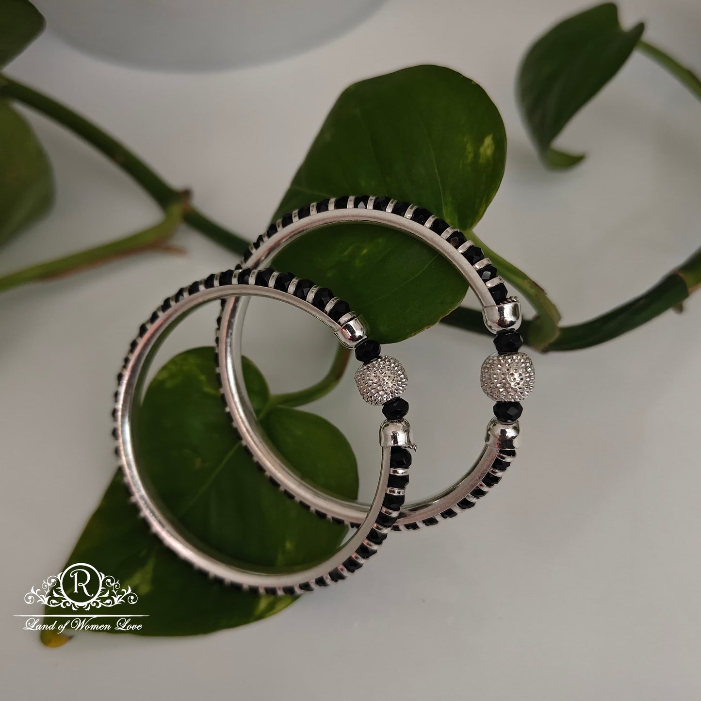 bangle silver black beads kids bangles -rc94-00rc3 92.5 silver ramala jewelry / ramala collections