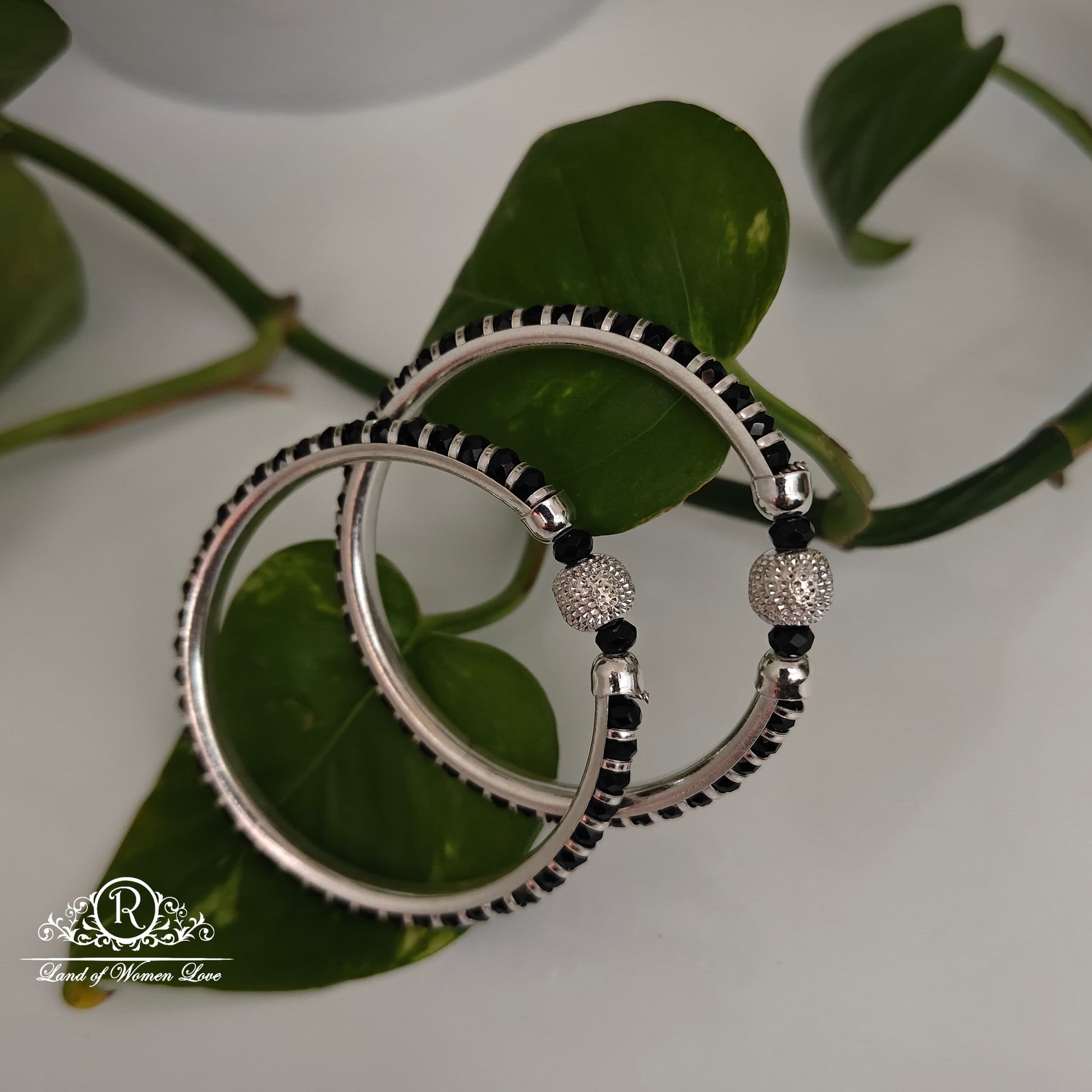 bangle silver black beads kids bangles -rc94-00rc3 92.5 silver ramala jewelry / ramala collections