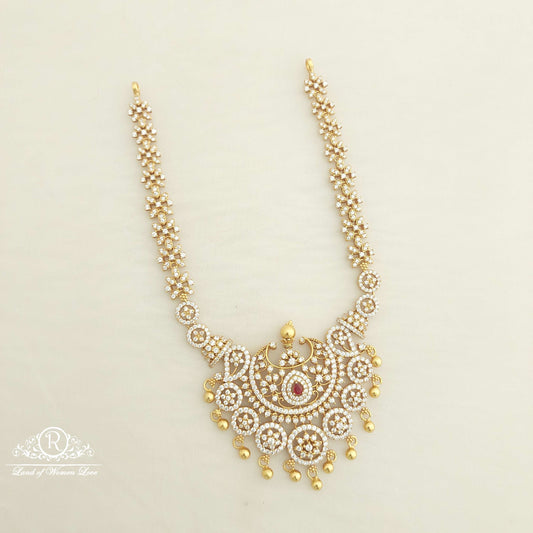 necklace silver cz- white stones necklace-c097 cz 92.5 silver ramala jewelry / ramala collections