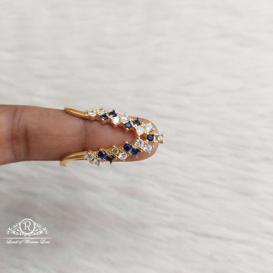 Silver Blue Stones Finger Ring-SA130-1