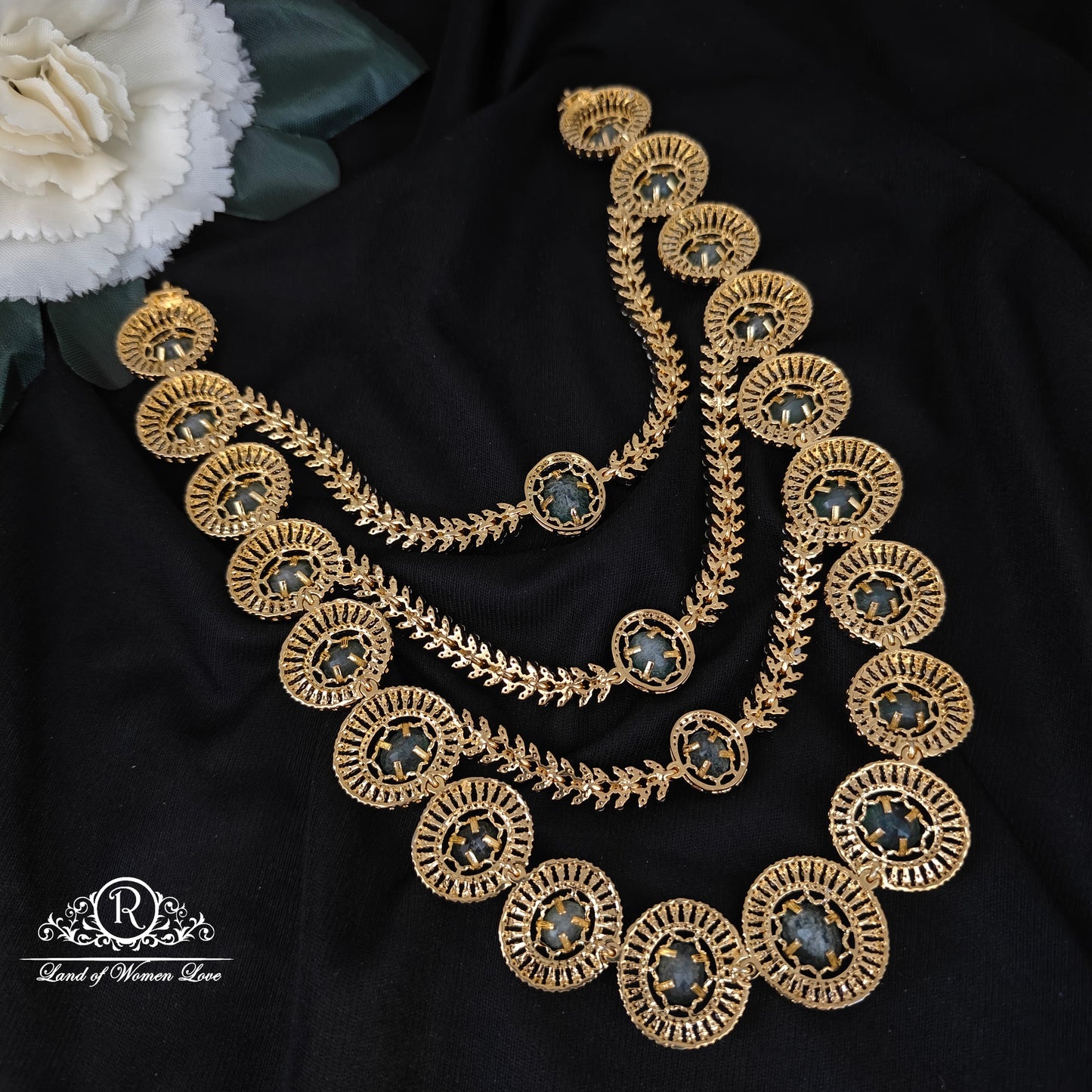 92.5 silver simple and Cute  diamond finishing haram -RC06M1267