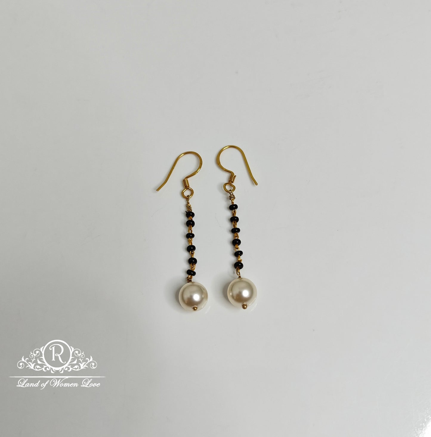 earrings 92.5 silver black beads design hangings-rch821 92.5 silver ramala jewelry / ramala collections