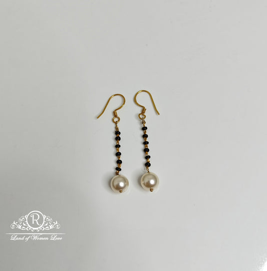earrings 92.5 silver black beads design hangings-rch821 92.5 silver ramala jewelry / ramala collections