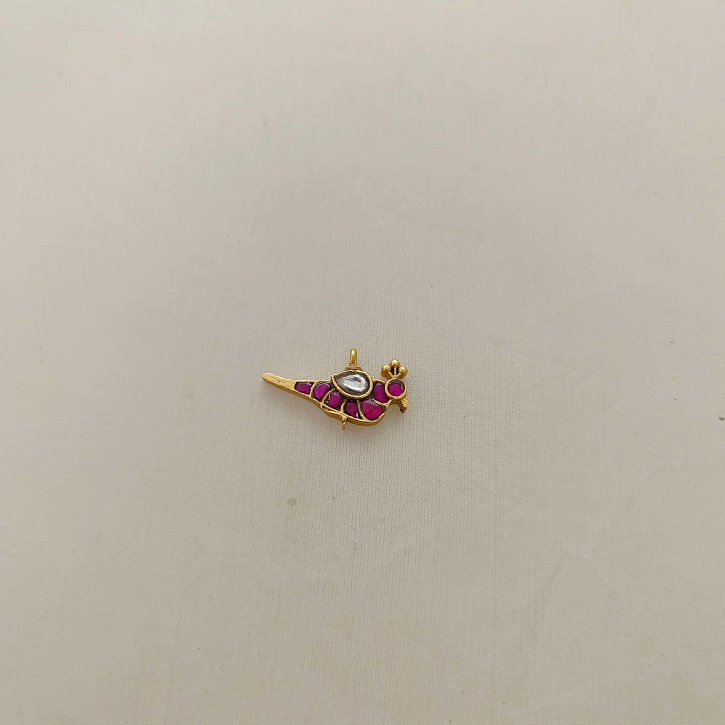 Silver kundan peacock design pendant - RCD260