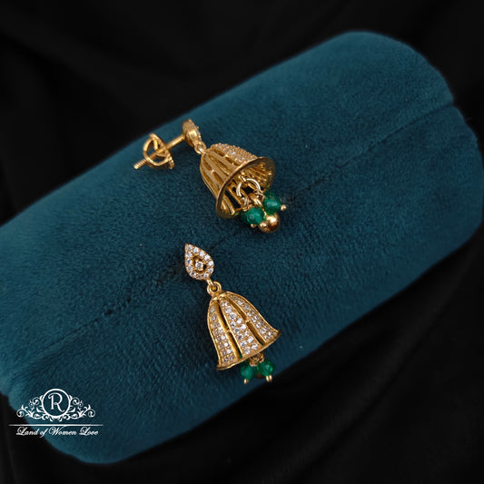 92.5 silver simple and Cute jhumkas  with CZ- Stones and hangings-RCDS320