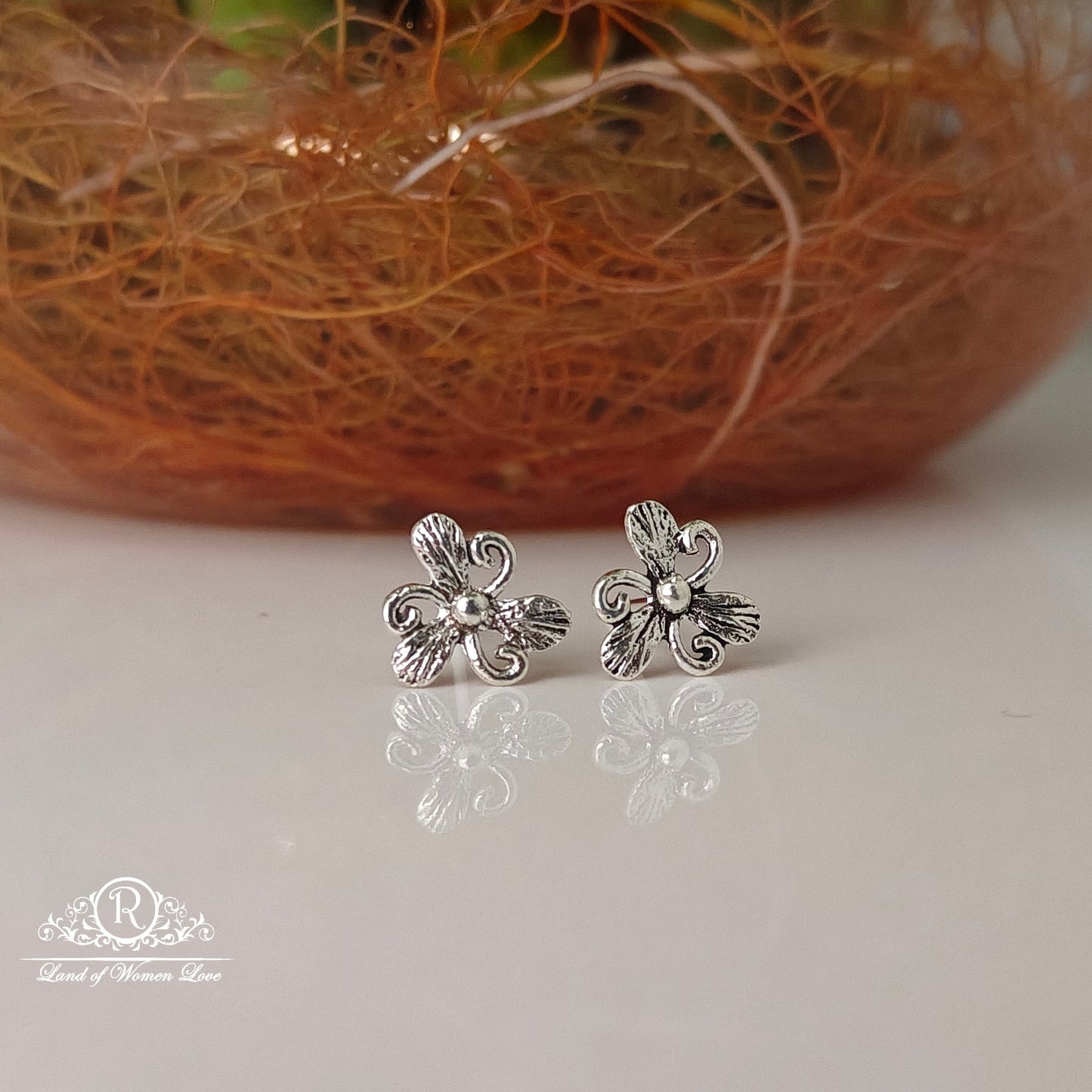 stud silver flower kids earrings -rchs32 92.5 silver ramala jewelry / ramala collections