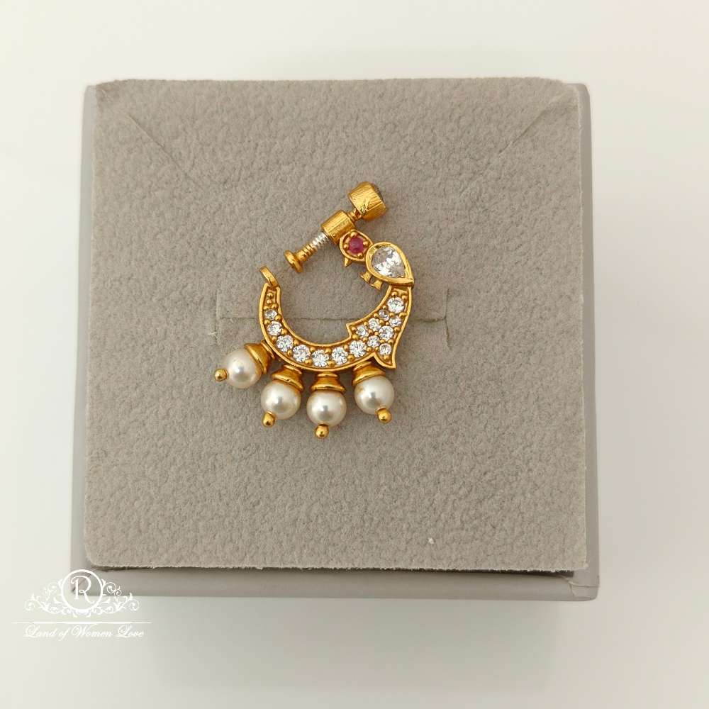 nose pin silver peacock design nose pin-rcjr664 92.5 silver ramala jewelry / ramala collections
