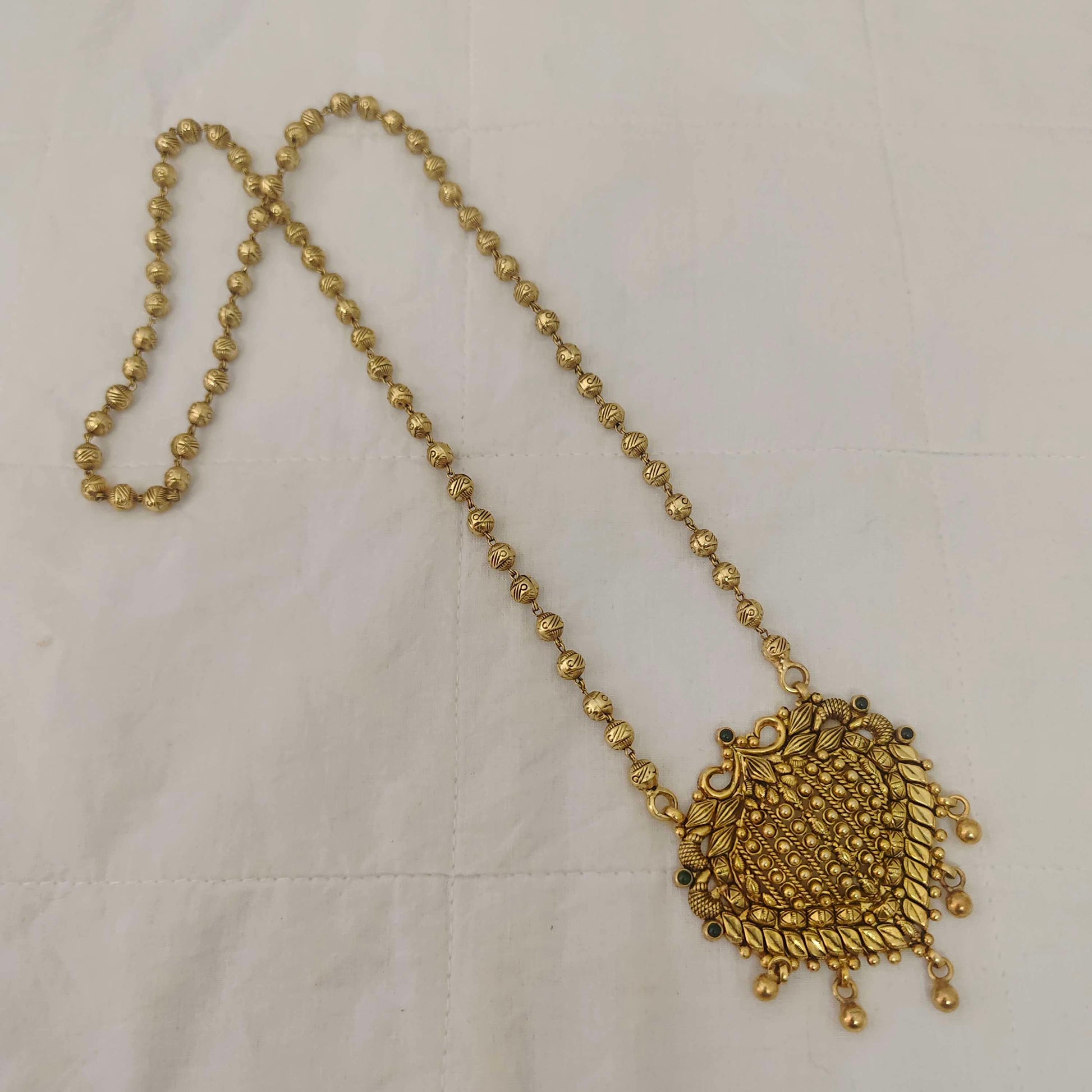 necklace silver gold ball chain with pendent -rcjr446 92.5 silver ramala jewelry / ramala collections