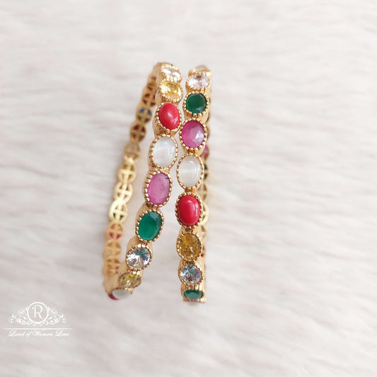 Silver Navaratna Stone Bangles-S998
