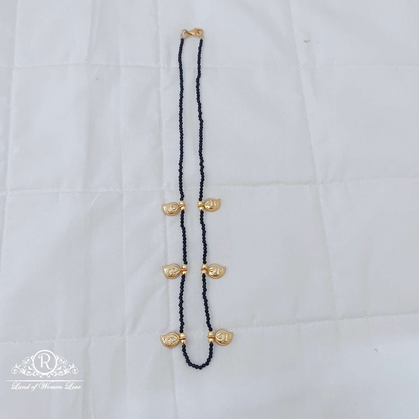 Silver gold polish mango with block Beads -RCD200