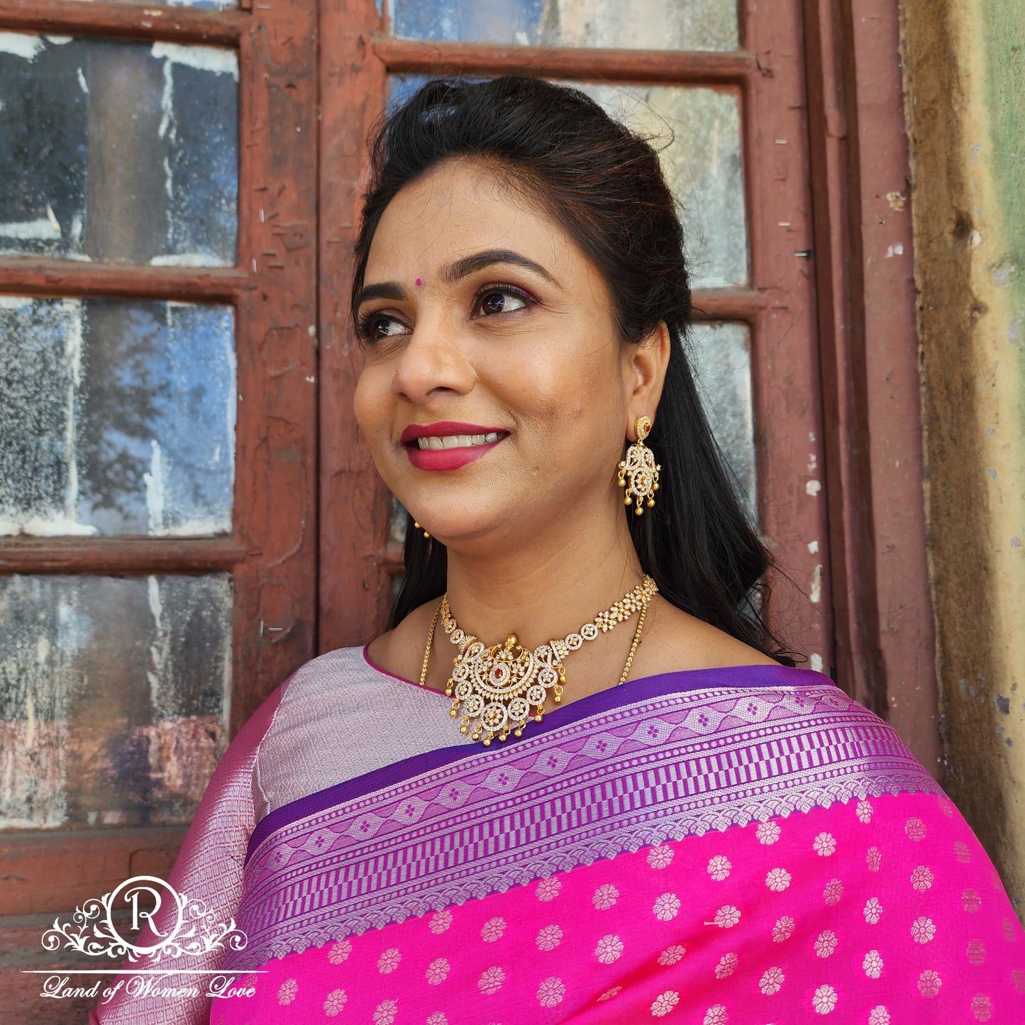 Silver CZ- White Stones Necklace-C097