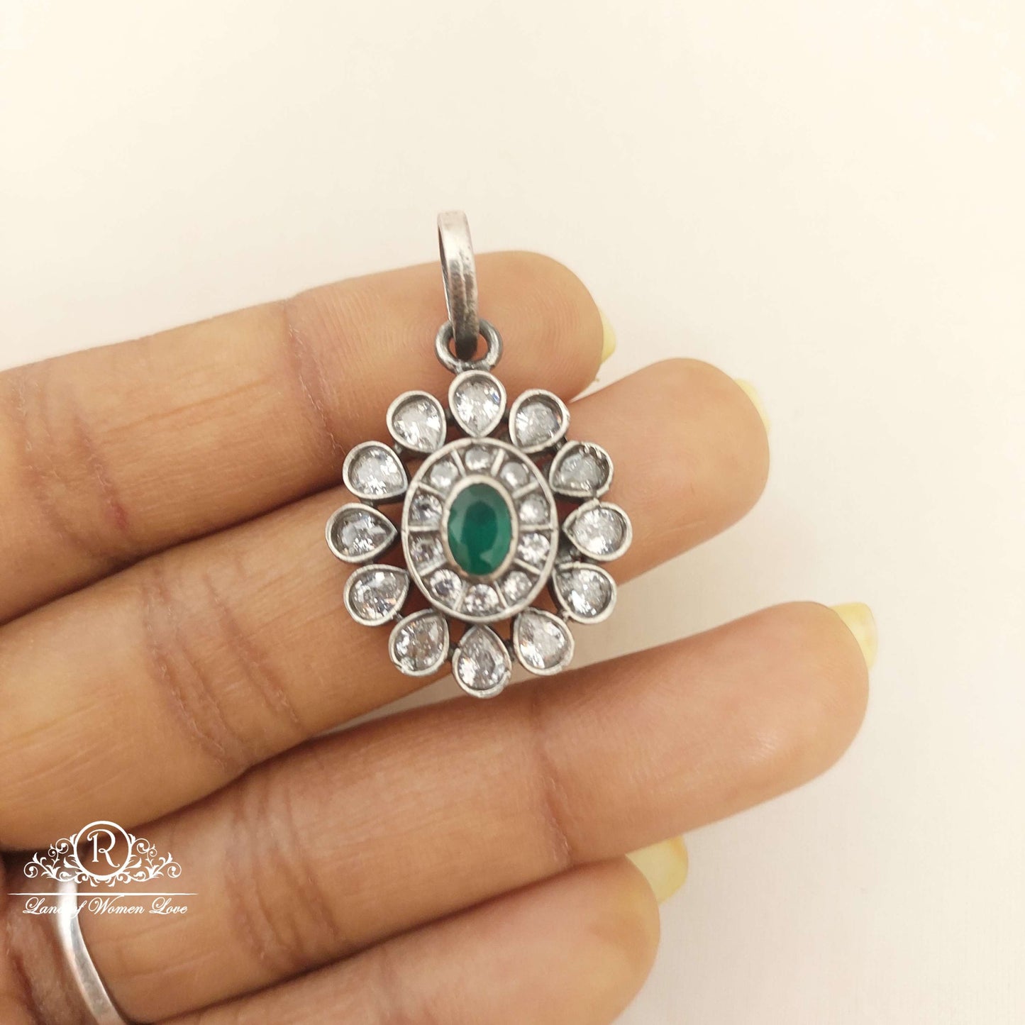 Silver White Stones Locket-M304