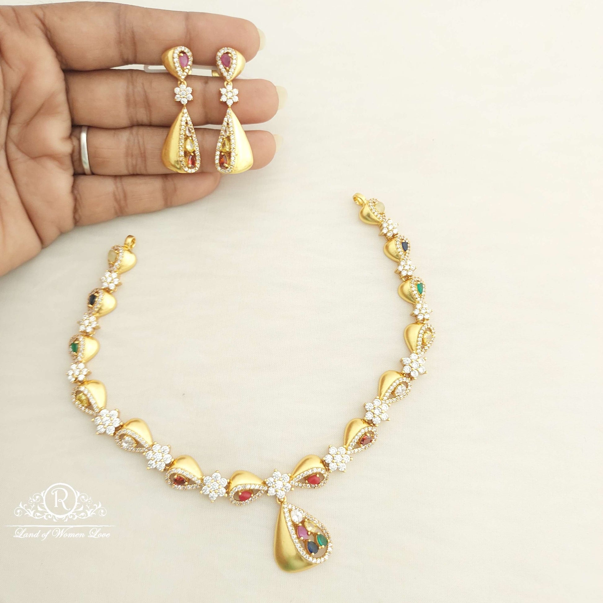 earrings silver cz- necklace with earrings-c103c109 cz 92.5 silver ramala jewelry / ramala collections