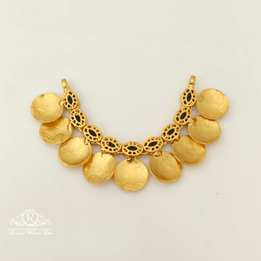 Silver Blue Stone Design Lakshmi Devi Kasula Design-RC87-55P06