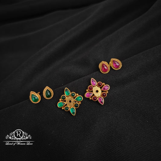 earrings 92.5 silver kundans changeable earrings-rccp405 92.5 silver ramala jewelry / ramala collections