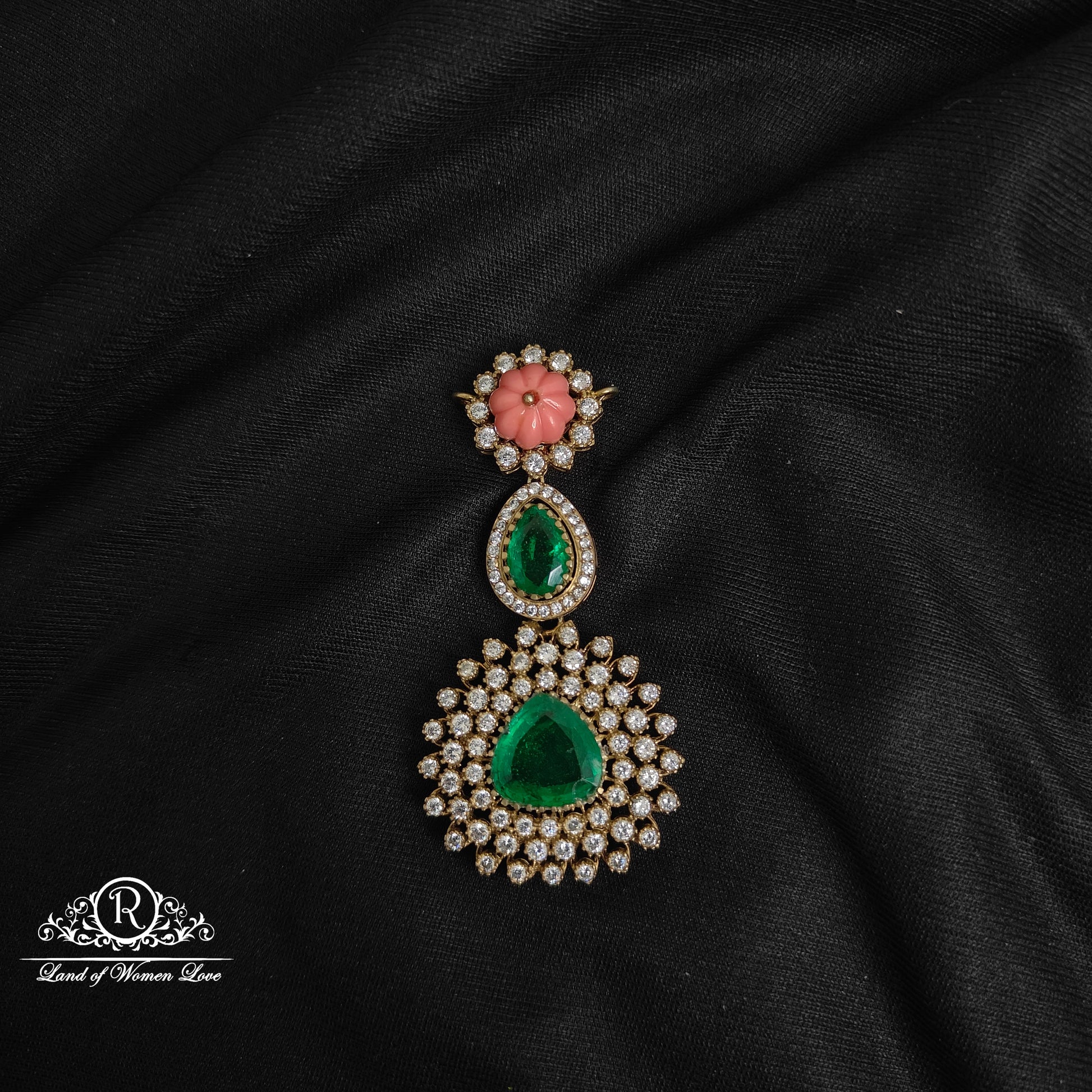 92.5 silver victorian green locket-rcm163 92.5 silver ramala jewelry / ramala collections