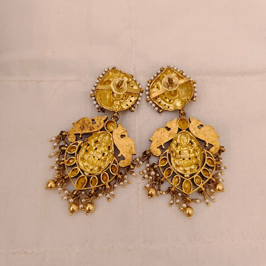 Silver CZ-gold polish earrings -RCM570