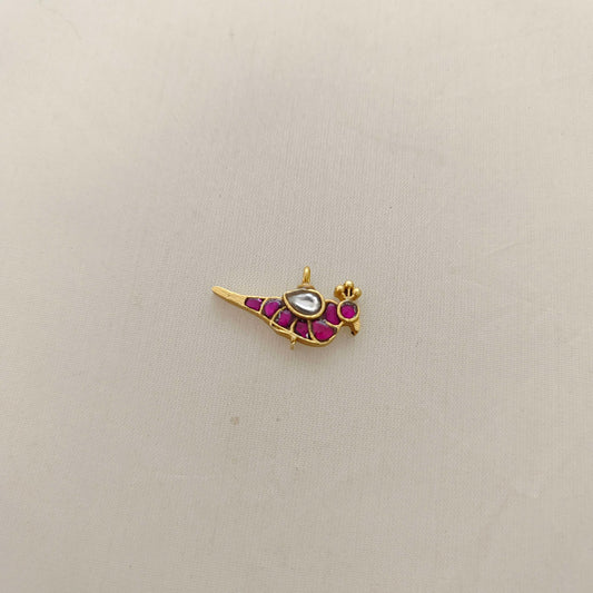 pendant silver kundan peacock design pendant - rcd260 ruby 92.5 silver ramala jewelry / ramala collections