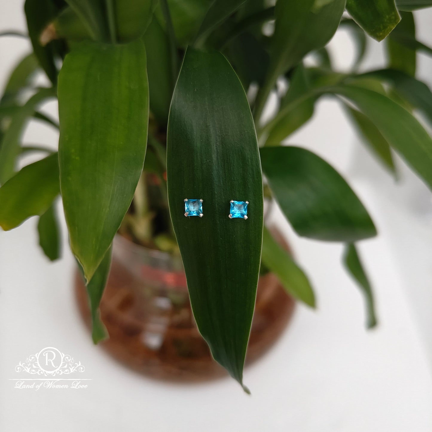 stud 92.5 silver blue coloured studs-rchs34 92.5 silver ramala jewelry / ramala collections