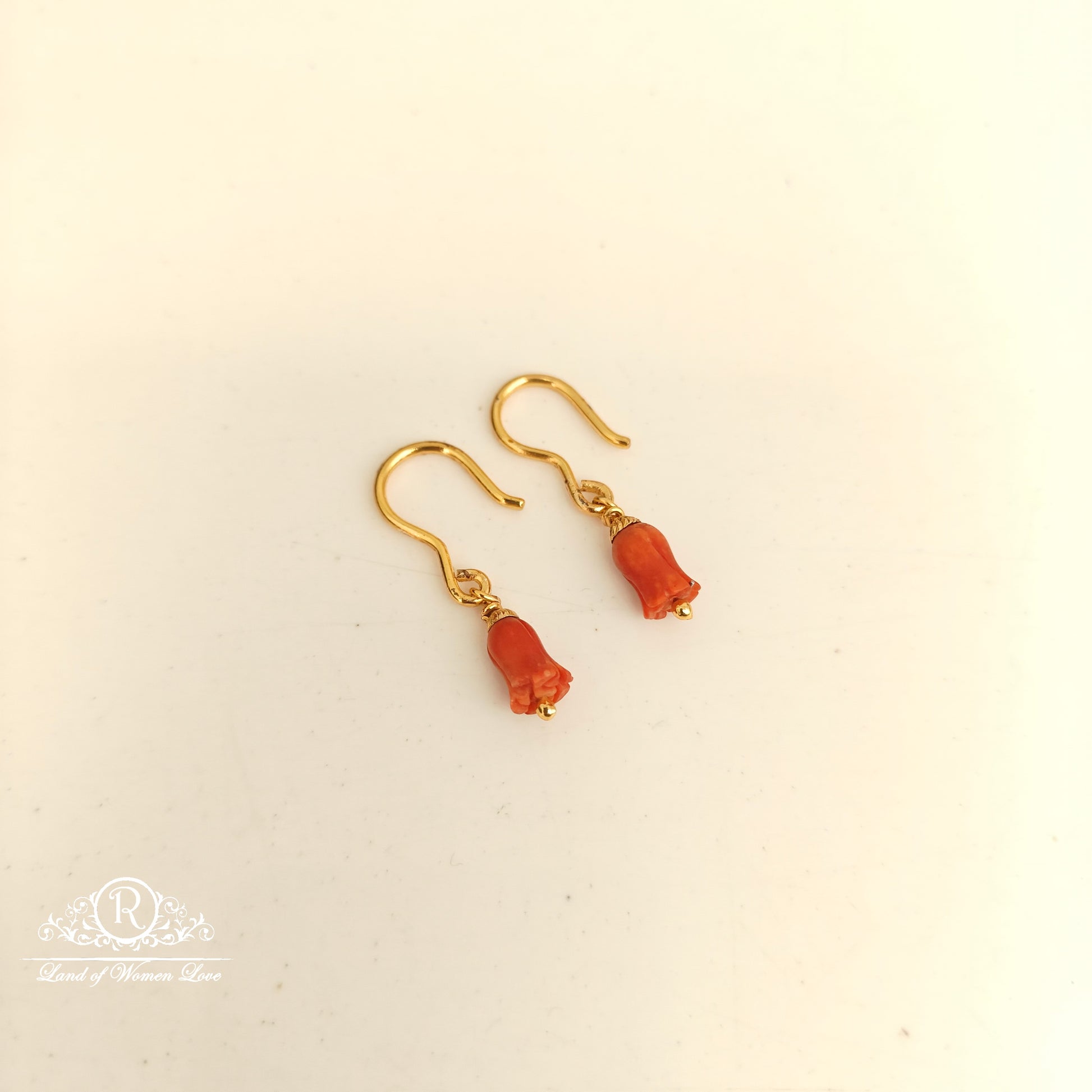 earrings 92.5 silver simple and cute earrings with tulip bead-rch958-1 92.5 silver ramala jewelry / ramala collections