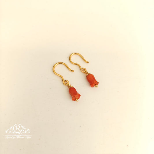 earrings 92.5 silver simple and cute earrings with tulip bead-rch958-1 92.5 silver ramala jewelry / ramala collections