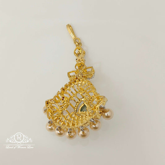 Silver Diamond Replica Design CZ-Stones Peacock Model Tikkas-RCCP37