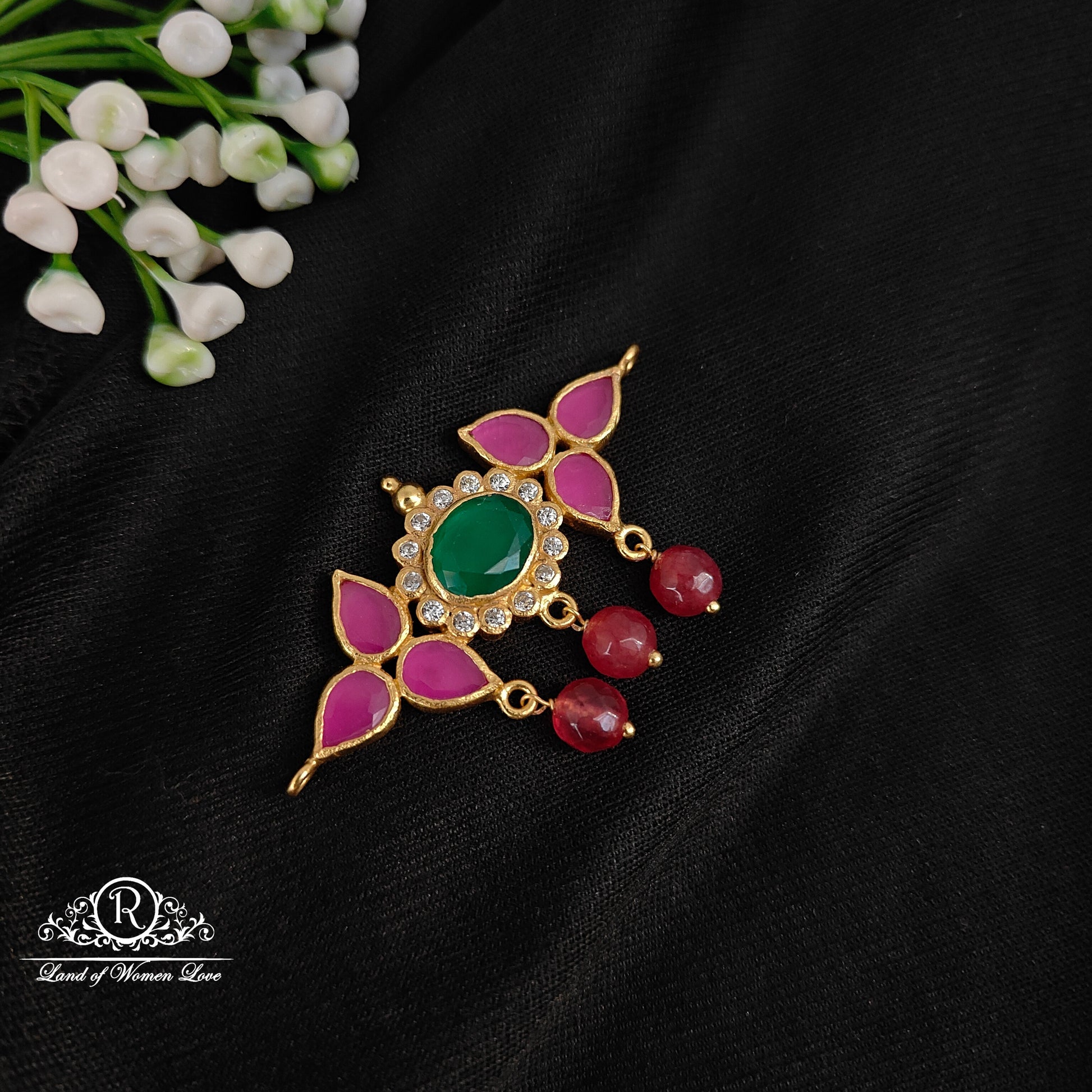 pendant 92.5 silver kundhan mala locket cum chocker pendant with hanging -rcl62-5 92.5 silver ramala jewelry / ramala collections