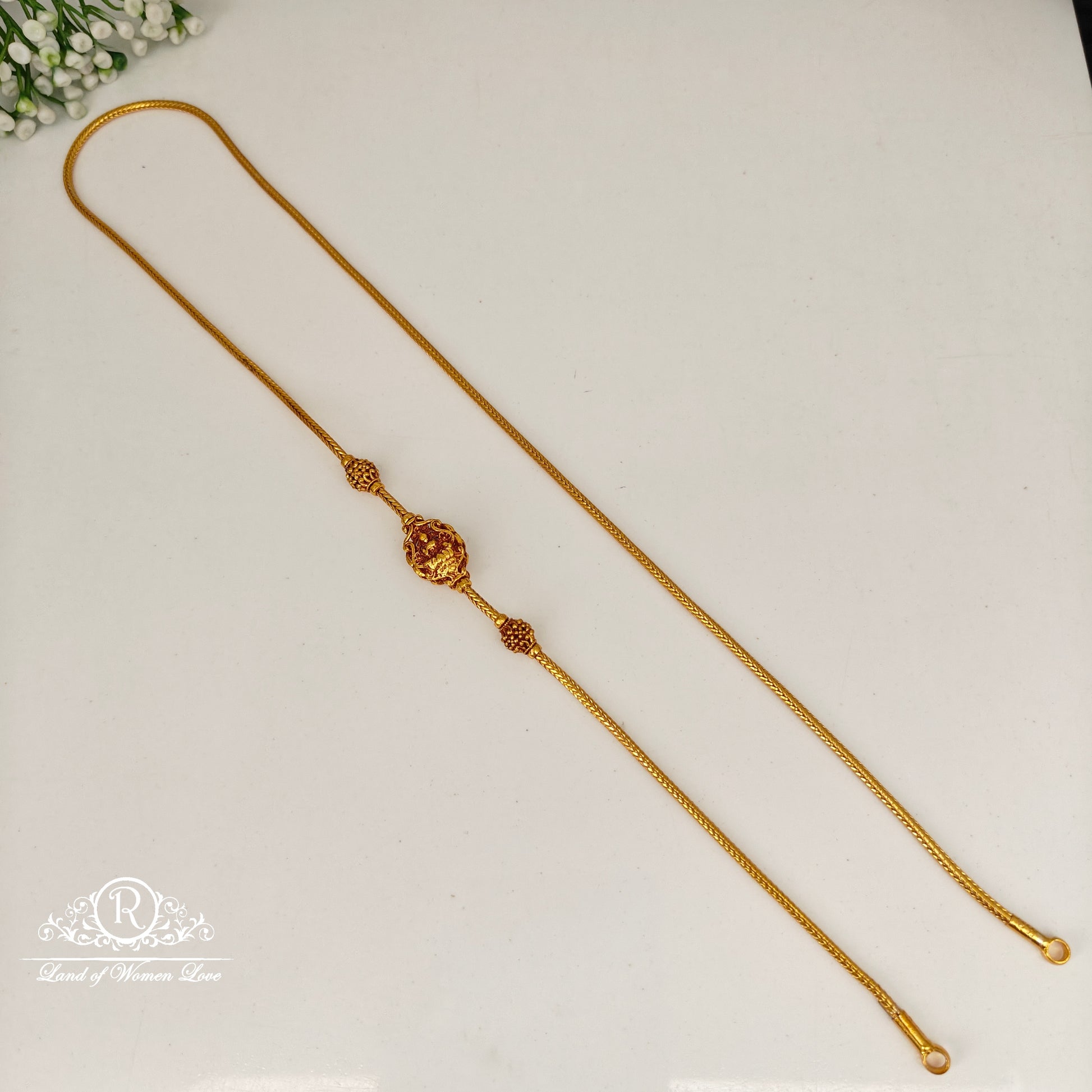 chain 92.5 silver simple and cute thali chain with fixed lakshmi devi design -rcp143 92.5 silver ramala jewelry / ramala collections