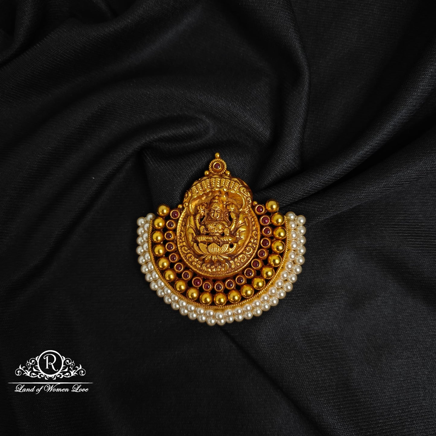 earrings silver lakshmi devi pearls locket -rcjr746 92.5 silver ramala jewelry / ramala collections