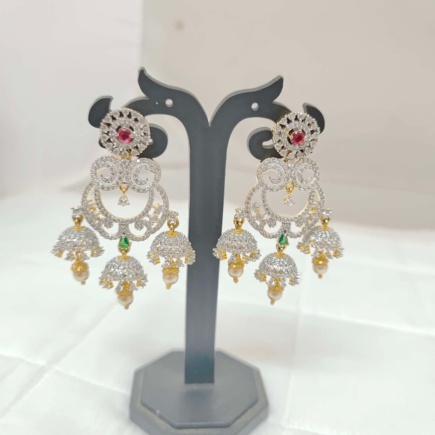earrings silver radium polish diamond earrings -rcv120 92.5 silver ramala jewelry / ramala collections