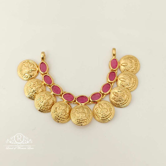 silver kempu stones design lakshmi devi kasula mala locket-rc87-55p04 92.5 silver ramala jewelry / ramala collections