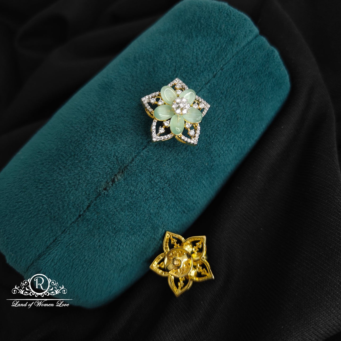 92.5 Silver Diamond finishing Amaya beads flower design Earrings-RCDS0151